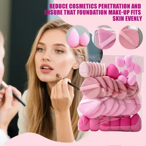 . Set De 35 Esponjas De Maquillaje Reutilizables Suaves