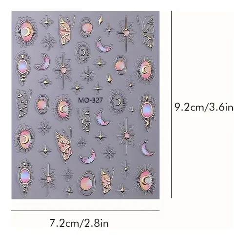 Pack De 3 Pegatinas De Uñas Barroco 3d – Corazón, Estrella Y