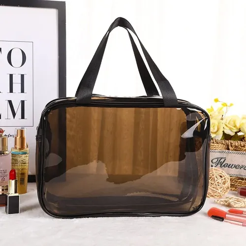Bolsa De Maquillaje Organizadora Impermeable Pvc Café