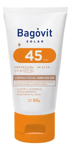 Bagovit Protector Solar Crema Facial Con Color 45 Fps 50g