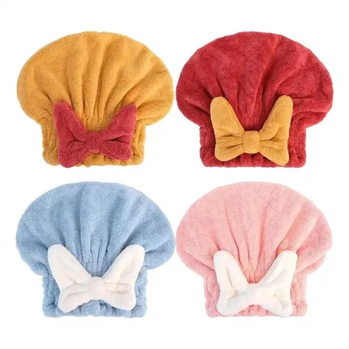 1 Paquete De Gorro Toalla Secador Con Moño Random Color
