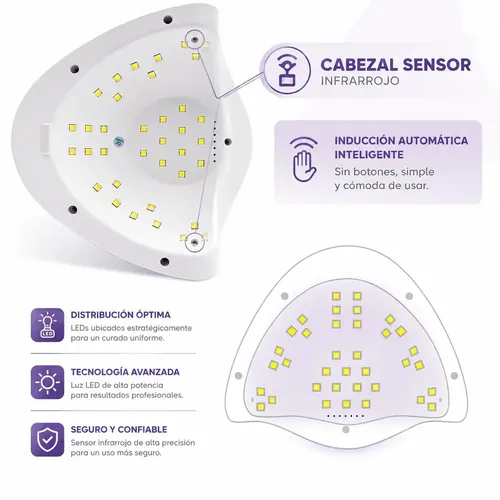 Cabina Uv Led Uñas Sun X5 Plus 120w | 36 Leds Sensor Infrarrojo | Timer 4 Tiempos 10-30-60-99s | Gel Semipermanente Polygel Pantalla Lcd