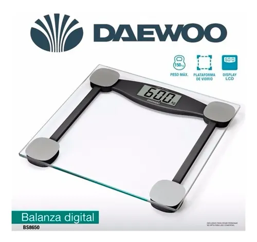 Balanza De Baño Digital 150kg Daewoo Vidrio Templado Bs8650