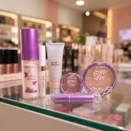 Set Maquillaje Rubor Iluminador Base Polvo Compacto Decant