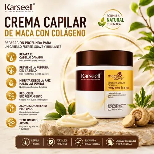 Kit Crema Karseell Maca Power Mascarilla Y Aceite Para Pelo