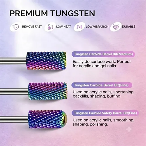 Set 30 Puntas Para Taladro De Uñas Con Estuche Plateado