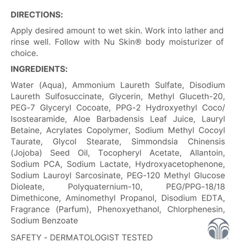 Barra Corporal Líquida Hidratante Body Wash Nu Skin, 500 Ml