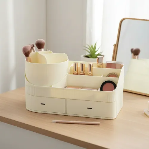 Organizador De Maquillaje Giratorio Con Cajones