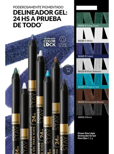 Power Sttay Avon Delineador En Gel Ojos Larga Duración Negro