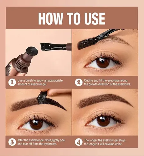 4 Colores Cejas Peel Off Waterproof Semipermanente