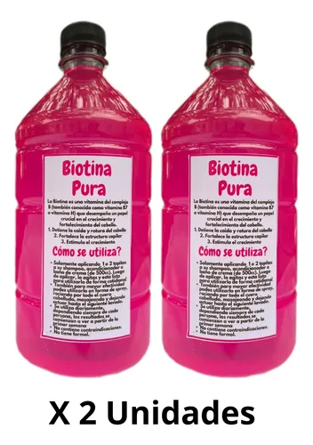 Biotina Pura Anticaída Y Crecimiento Capilar 1 Litro X 2 Uni