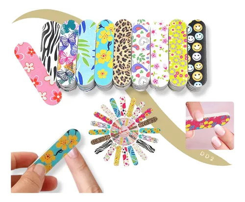3 Limas Mini Estampadas Para Manicuria Uñas Esculpidas