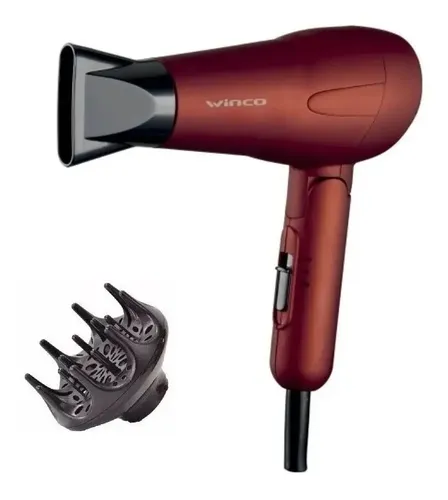 Secador de Pelo Plegable Mini Viaje Con Difusor Winco W190 E Color Rojo