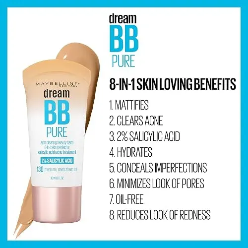 Maybelline Dream Pure Bb Cream Acné Ácido Salicílico Tono