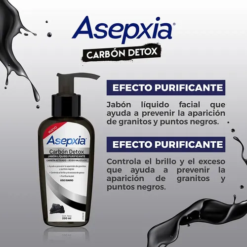 Asepxia Jabón Líquido Carbón Detox 200ml