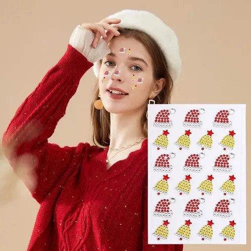 Pegatinas Navideñas Con Diamantes De Imitación For La Cara