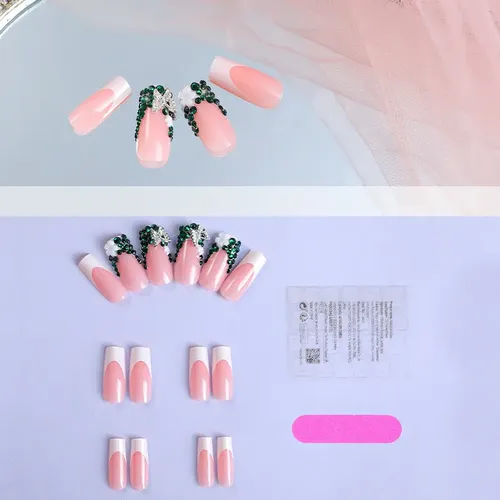 Dos Cajas De Uñas Postizas Con Bordes Blancos Y Rosa Estilo