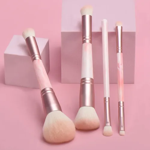 Set Portátil De Brochas De Maquillaje De Fibra Sintética De