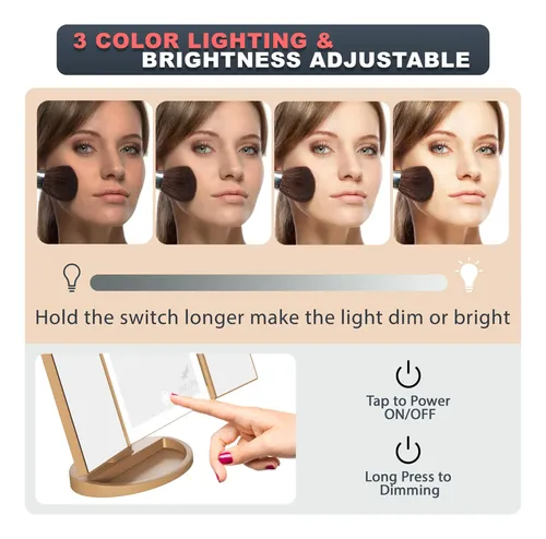 Espejo De Maquillaje Roledo 72 Led Vanity, 3 Luces De Color,