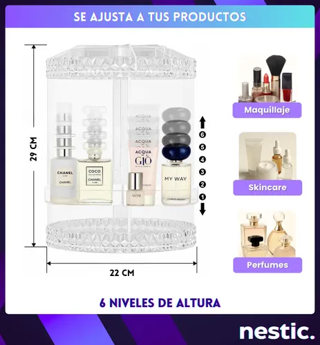 Organizador De Cosméticos Giratorio Maquillaje Crema Perfume
