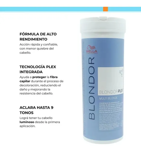 Decolorante, Polvo Wella Polvo decolorantes Blondor Plex tono azul para cabello