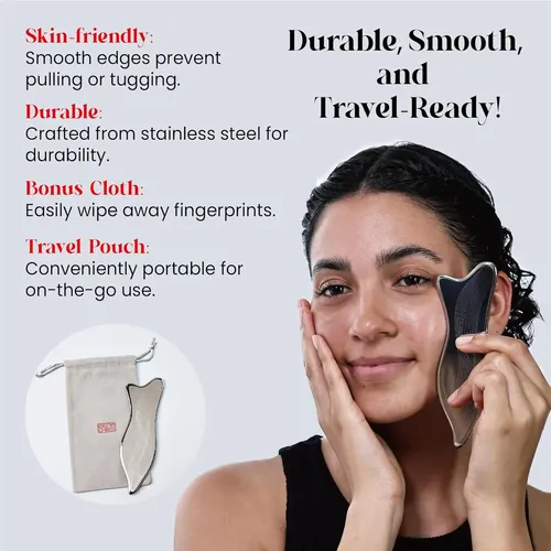 Herramienta Facial Gua Sha Acero Inoxidable Plata