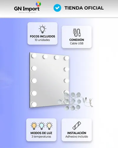 Luces Led Para Espejo Tocador Usb 10 Focos Regulables