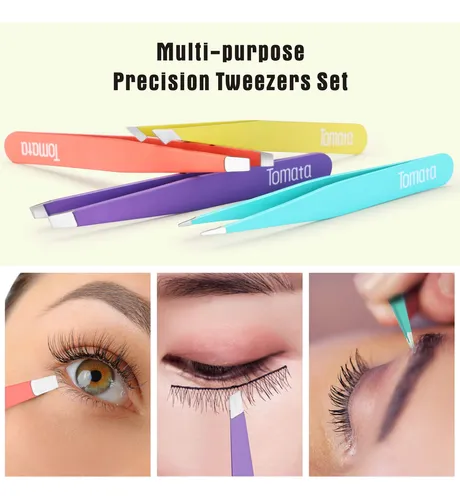 Tweezers Set Tomata For Eyebrows, Facial Hair, Splinter (4-p