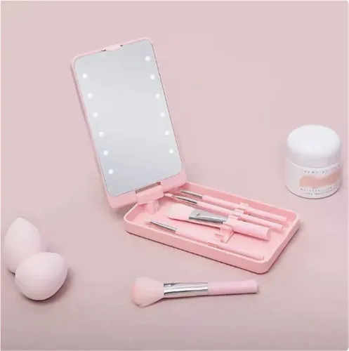 Espejo Maquillaje Led Rotación De 360°incluye Brochas .