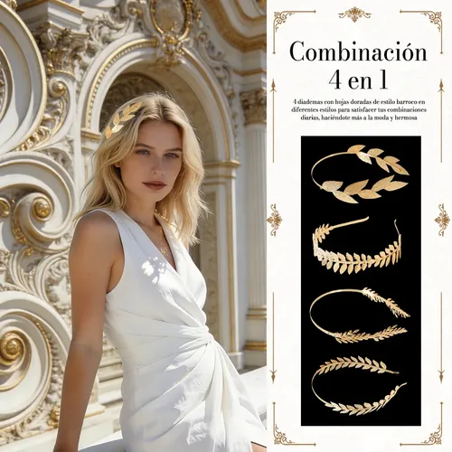 Corona Metálica De Hojas Laureles Tiara Accesorio F