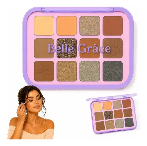Paleta Tono 02 Sombras De Ojos 12 Colores Mate Brillante Maquillaje Rostro Veoquiero