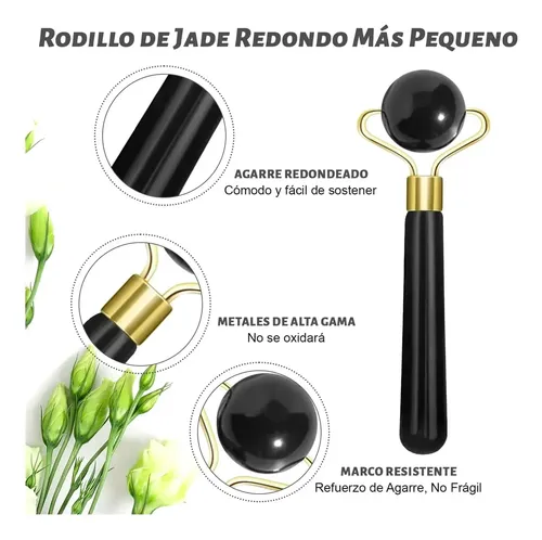 Masajeador De Jade, Set De 3 Rodillos Faciales De Piedra De