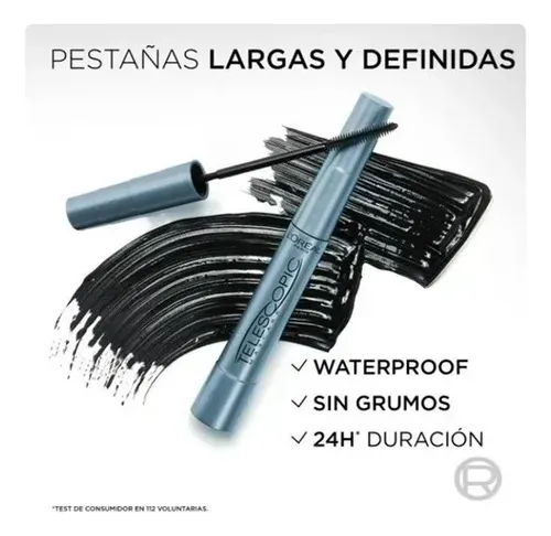 Mascara de Pestañas L’oreal Paris Telescopic Alargadora Waterproof color Negro