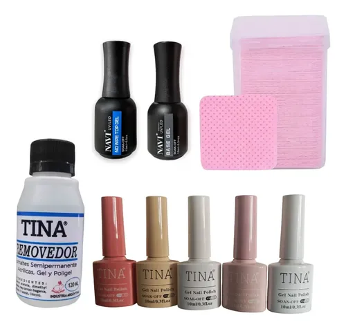 Kit Semipermanente 5 Colores Base Top Coat Y Removedor