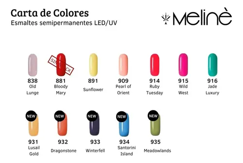 Esmalte de uñas color Meliné Meline Semipermanente de 15mL – Pack de 5 unidades color A elección