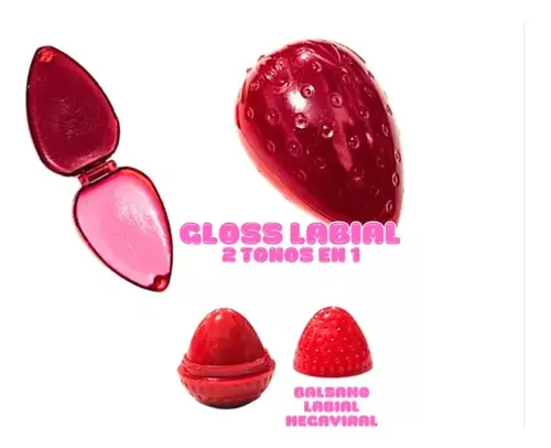 Set De Belleza Labios Retro: Bálsamo Y Gloss De Frutilla