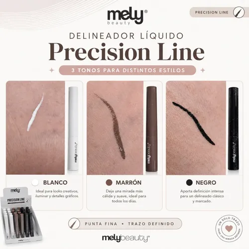 Delineador Liquido Ojos Trazo Preciso Pincel Fino Mely
