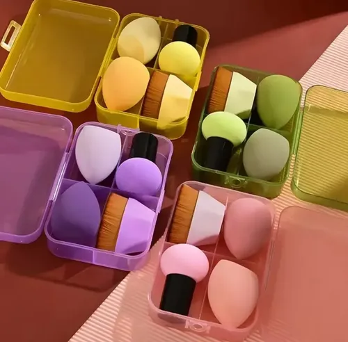 Set De Esponjas Blender Con Estuche- Ideal Para Base Y Corre