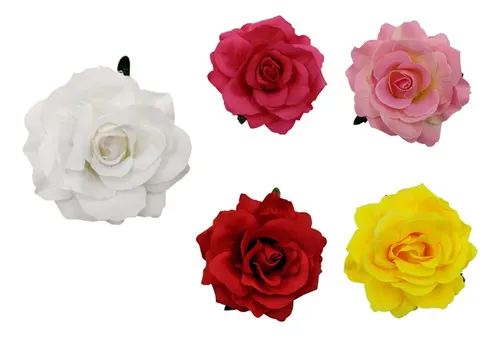 5 Pinches Pelo Forma Rosa Broche Flor Simulación
