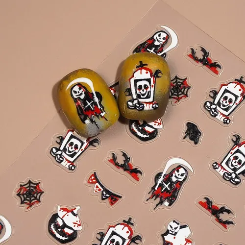 2 Pegatinas For Uñas De Calaveras De Halloween