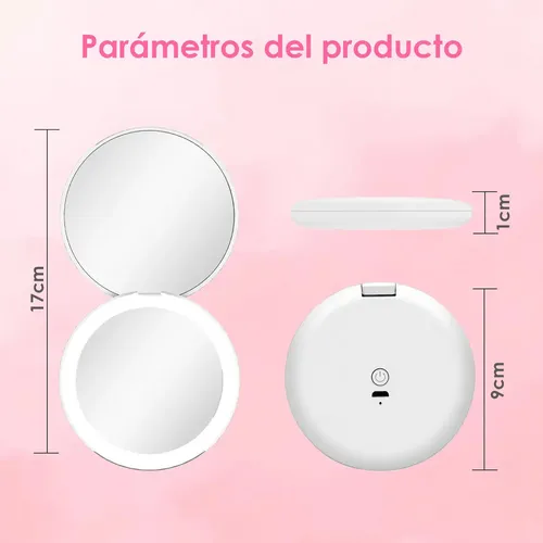 Espejo De Maquillaje Portátil Hifiluz Con Luz Led Y Aumento