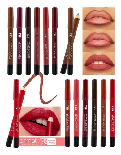 Tei Lapiz Delineador Labios Velvet Mousse Waterproof Pack 12