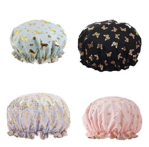 4gorros De Ducha Para Mujeres Y Niñas,doble Capa Impermeable