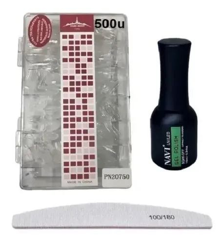 Kit Soft Gel 500 Tips Paris Night + Base Kapping 10ml + Lima