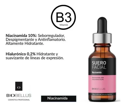 Suero Facial Niacinamida Aceite Hidratante B3 Biobellus 30cc