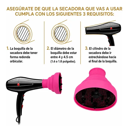 Difusor Rulos Universal Silicona Secado Profesional En Casa