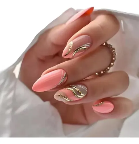 Uñas Postizas Adhesivas Gel Almendra 144 Pzas