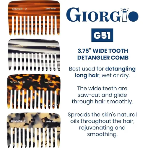 Peines De Dientes Anchos Giorgio G51 Para Cabello Grueso Y