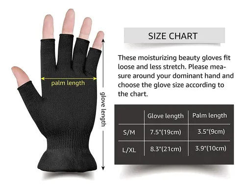 Guantes Sin Dedos Hidratantes Negros Para Piel Seca Uv