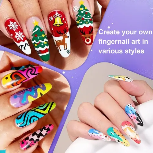 Marcadores De Uñas Impermeables, 24 Colores, Secado Rápido A
